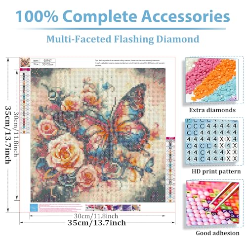 Butterfly Diamond Art Kits for Adults, Diamond Painting Kit 14x14 Inch - color: Style 40