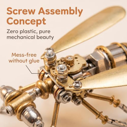 Steampunk 3D Metal Fruit Fly Puzzle Model : 150+ Pcs Mechanical DIY Assembly Kit Level 3/5 2-3 H Build Time Unique Home Office Decor Gift for Father Husband Teens (Fruit Fly) - style: Fruit Fly