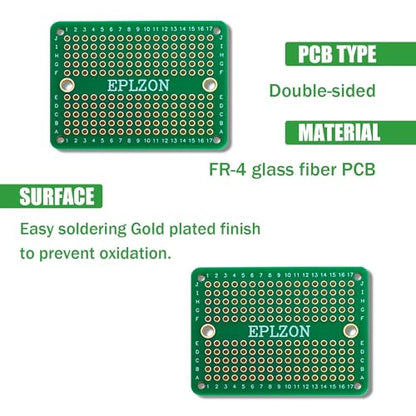 Solderable Breadboard Mini PCB Board Gold-Plated Solder Breadboard for DIY Electronics Projects Apply to Soldering Projects 2.0"x1.5" Mixed Color(Pack of 10 Pcs,Green) - size: Green
