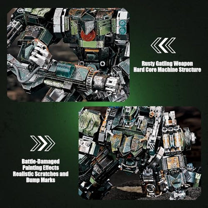 HIGH GODO Mech Building Blocks Set for Adults, Motorized Robot Model Building Kit with Multiple Weapons, Battle Damage Style Warrior Collectible Gifts for Man Ages 14+ (1403 Pieces) - style: Battle Damage Mech
