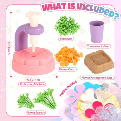 R RUCKERCO Flower Bouquet Craft Kits, DIY Arts and Crafts for Kids 4-6-8,Kids Crafts and Toys for Girls Toddler Activities Girl Art, 4 5 6 7 8+Year Old Girl Birthday Gifts Ideas Gifts for Girls 8-12