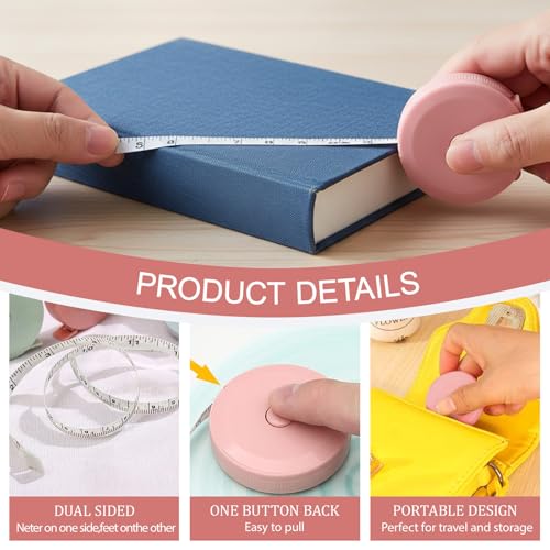 Soft Tape Measure for Body Fabric Sewing Tailor Cloth Knitting Craft Measurements, 59 Inch Portable Measuring Tool, Pink - color: Pink