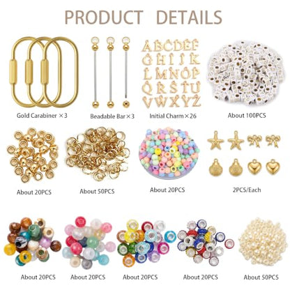 Yrelven Preppy Carabiner Charm Making Kit DIY Keychain Kit 360PCS