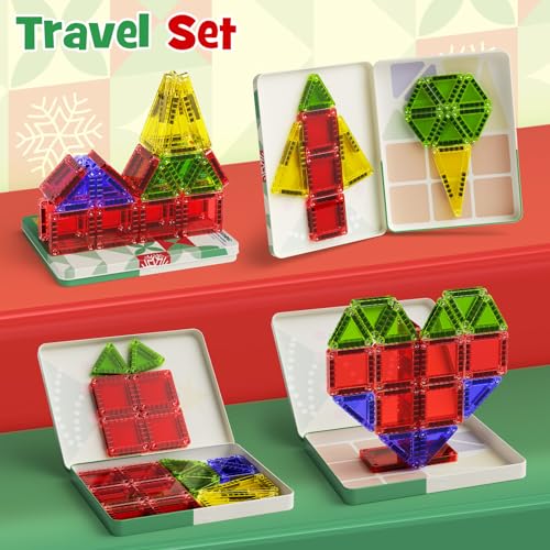 Magnetic Tiles Travel Storage Mini STEM Blocks Festive Box 26PCS 3+ - size: Travel