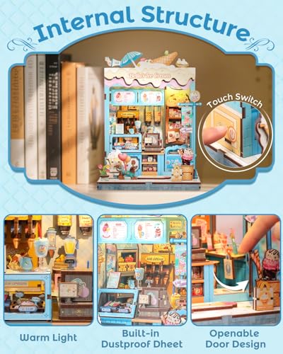 CUTEBEE Book Nook, DIY Miniature House Kit, Ice Cream Shop Booknook - color: Bella's Ice Cream