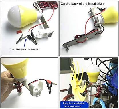 Small Wind Turbine Generator Micro DC Motor Fan Blade Model LED Light Kit