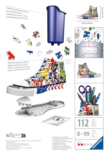 Ravensburger Sonic The Hedgehog Sneaker 3D Puzzle | Unique Collectible Puzzle with 108 Pieces | Fun for Sonic Fans | No Glue Needed