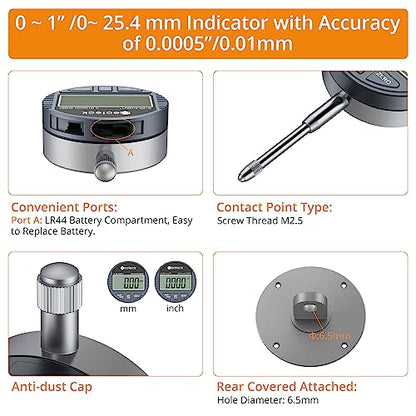 Neoteck 0-1"/0.0005" Digital Table Saw Gauge for 3/4" Miter Slot or More - color: Silver