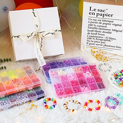 Quefe Bracelet Making Kit 96 Colors 3300pcs Pony Beads with Letter Beads - color: 96-color