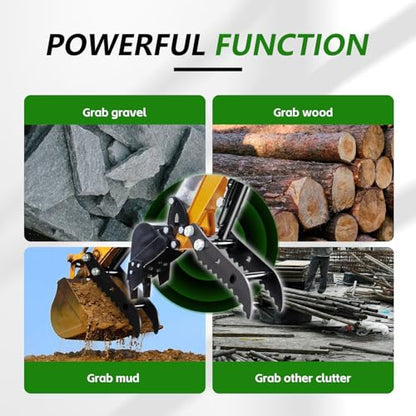 Mini Excavator Hydraulic Thumb Kit,Small Digger Attachments Fit Most of Up to 2 Tons, with2* M14 Hoses and Converters, Black