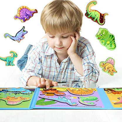 Magnetic Puzzles for Kids Ages 3-5, Travel Toddler Dinosaur Puzzle Toy - style: Dinosaur