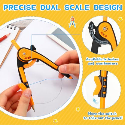 Zonon 12 Pcs Student Math Geometry Compass Bulk 6 Inch Drawing Tool Set