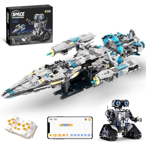 STEM Space Building Toys for Kids Ages 8-12 with Remote & APP Control, Technic Coding Spaceship & Robotic Toys for 8-14 Year Old Boys Girls, Buildable 2 in1 Models with 1468 PCS