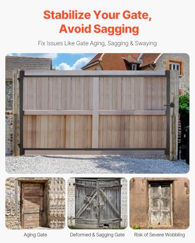 VEVOR Gate Building Kit, Fits 60 to 96 in Wide Openings, Up from 6 to 7 ft High Fence, Adjustable Gate Building Kit, Anti Sag Full Gate Frame Kit with Latch Lock, Screw, for Wooden Fence, Iron, Black - size: 60"-96" wide openings, 6'-7' high