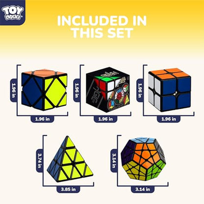 STEAM Life Speed Cube Set 5 Pack Magic Cube | Includes Speed Cubes 3x3, 2x2 Speed Cube, Pyramid Cube, Megaminx Cube Puzzle Cube Bundle for Kids & Adults - color: 5 Pack Cubes