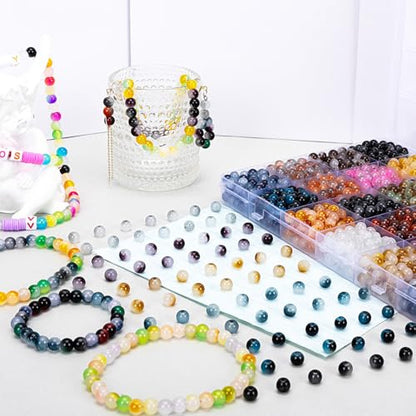 XSEINO About 1200+ pcs 6mm Glass Beads Bracelet Making Kit Black and White - color: BlackWhite Bi-Color Fusion Series