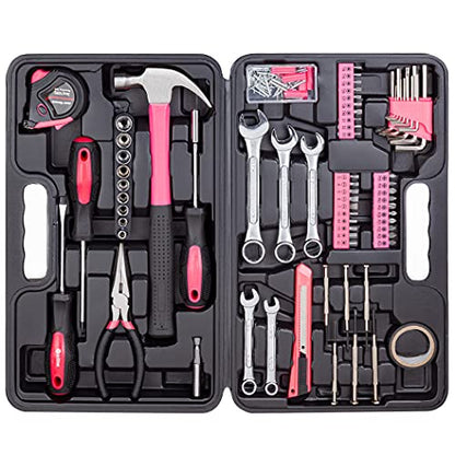 CARTMAN 148-Piece Automotive And Household Tool Set, Pink Repair Kit Case - color: Pink
