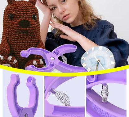 GEOCCI Safety Eye Tool Auxiliary Tool for Attaching Safety Eyes for Crocheting Safety Eyes Crochet Tools for Amigurumi Crochet & Stuffed Animal Eyes Making Supplies Tool（Purple） - color: Purple