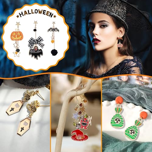 SANNIX 110Pcs 55 Pairs Halloween Charms Bulk Gold Enamel Jewelry Pendants - style: Halloween Charms-55 Pairs