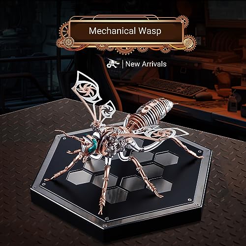 3D Metal Wasp Puzzles for Adults Model Kits Mechanical Puzzle Building Blocks, Difficult DIY Assembly for Men (Steel+Rose Gold) - style: Steel+Rose Gold
