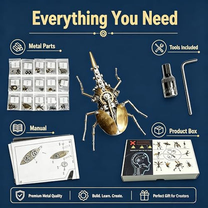 Steampunk Mechanical Rhinoceros Beetle Insect 3D Metal Puzzle Model Kits 160+ Parts 2-3 Hours Build Cool Desk Decor Christmas & Birthday Gift for Men Adults Father (Aristolochia) - style: Aristolochia