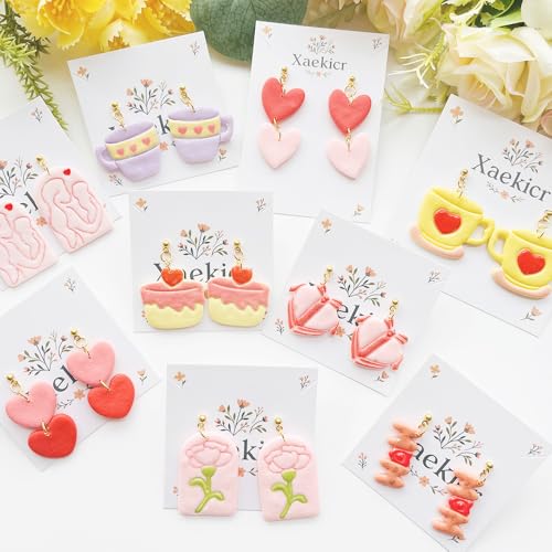 Mother’s Day Polymer Clay Cutters & Stamps Set - 12pcs Sharp & Durable Tea Cup, Cake, Heart, MOM & Silhouette Shapes for DIY Earring Jewelry Making, Soft Clay Crafts & Holiday Supplies - color: 2M color