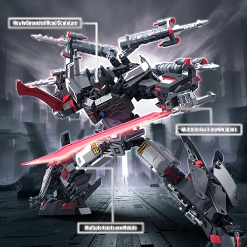 HIGH GODO Dark Defense Mech Robot Transforming Building Blocks Set for Adults,City Warrior Justice Hero Soldier Mech Model Building Kit, Cool Creative Robots Toys Gift for Teens, 1013 Pieces - style: Dark Defense Mech