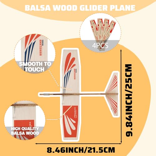 Balsa Wood Airplane Toys Set | Wooden Airplane Kits | 4 Balsa Wood Glider Planes, Model Toy Airplane Kits | Classic Toys for Children