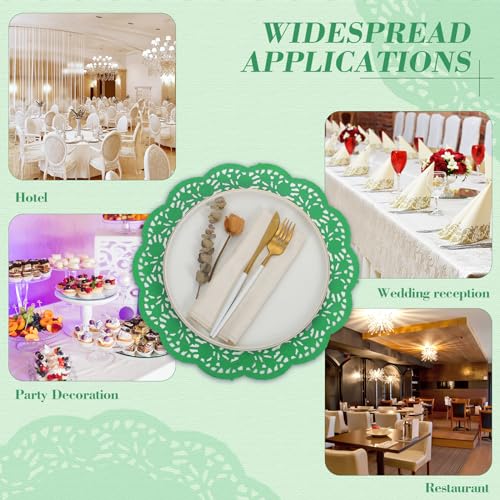 Yexiya 200 Pcs Lace Paper Doilies 14 Inch Round Foil Placemats, Green - color: Green