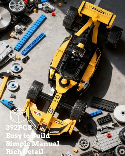2IN1 Racing Car Building Blocks Set, MOC Speed Model Kit for Kids Ages 8+ and Adults, Creative Race Toy Gift for Boys & Girls(XZ0002) - color: Yellow