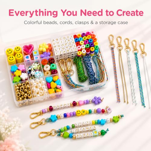 Kdpuei 421PCS Bead Keychain Making Kit, Keychain Bead Kit, DIY Bag Charm Set with Acrylic Heart Star Flower Alphabet Beads, Bead Keychain Kit, Jewerly Making Kit for Girls Women - size: 421PCS Bead Keychain Making Kit