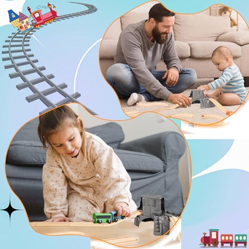 11 Pcs Tunnel Train Track Accessories Simulation Train Cave Tunnel Wooden Railway Track for Kids Train Toy Railway Scene Model Child Party Favors