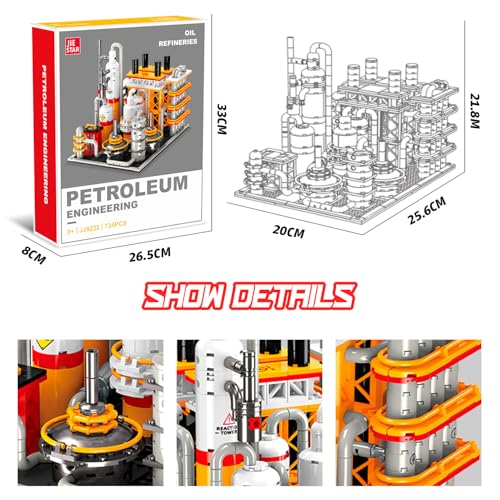 Oil Refinery Building Set, 734 PCS Industrial Processing Plant Brick Model with Distillation Towers, Display Model Kit for Adults and Kids Ages 6+ - style: Oil Refinery