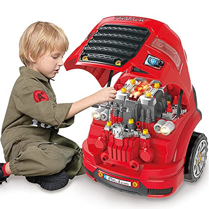 iPlay, iLearn Large Truck Engine Toy, Kids Mechanic Car for Toddler Age 3-5