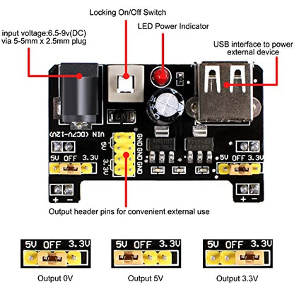 Miuzei Electronics Component Kit with Breadboard Compatible with Arduino
