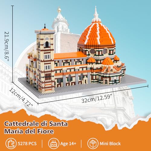 Architecture Micro Building Blocks Set 5278 PCS, Model Building Kit World-Famous Architecture Collection Building Blocks Gift for Adults - color: Santa Maria Del Fiore