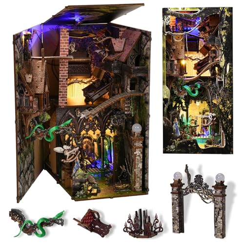 MiniCity Down the Rabbit Hole Book Nook Kit, DIY 3D Wooden Puzzle with LED - color: Down the Rabbit-hole Alice in Wonderland