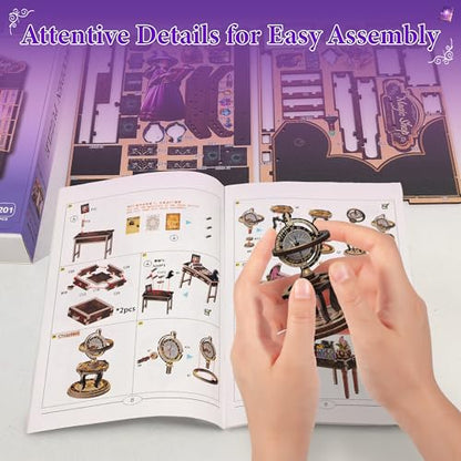 Book Nook Kit – DIY Miniature House Dollhouse for Adults & Teens, 3D Wooden Puzzle Tiny House Bookshelf Insert with LED Lights, Magic Booknook Library Decor Gift for Halloween & Christmas - style: Magic Shop