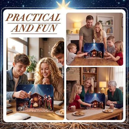 AmazingSpark 2 Set Nativity Sence Diorama Box and Hay Sticker Decor, Christmas Nativity Jesus Diorama Project Supplies Set, Cardboard Display Case Kit with Double Sided Tapes for DIY Craft Mini Figure - style: Nativity Sence