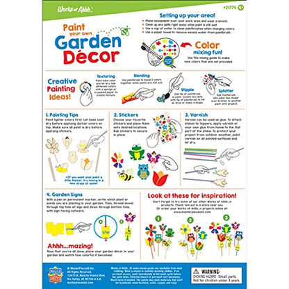 Works of Ahhh... Garden Decor Wood Paint Kit - Wood Craft Kit, Educational, Fun - Ages 4+ - style: Garden Décor