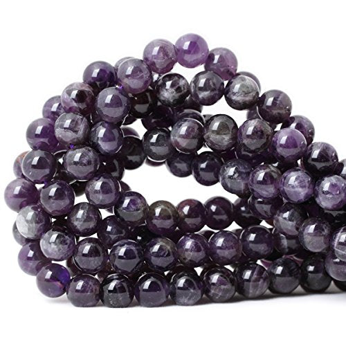 35PCS 10mm Natural Amethyst Gemstone Round Loose Beads Crystal Energy Stone Healing Power for Jewelry Making 1 Strand 15" - color: amethyst, size: 10mm