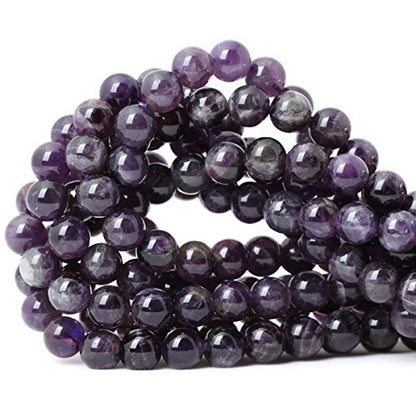 35PCS 10mm Natural Amethyst Gemstone Round Loose Beads Crystal Energy Stone Healing Power for Jewelry Making 1 Strand 15" - color: amethyst, size: 10mm