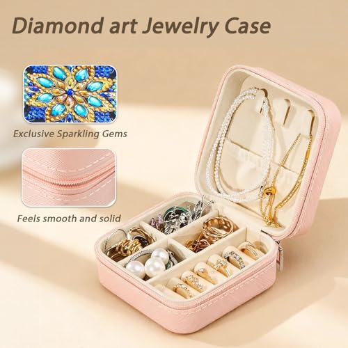 4 PC Diamond Art Jewelry Boxes for Adults Craft Bedazzling Kit Women - color: Blue&Blue