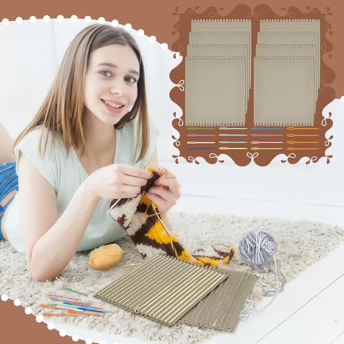 FINGERINSPIRE Cardboard Weaving Looms Kit Include 8pcs Wide Notch Weaving Looms 16pcs Large Eye Plastic Sewing Needle for Beginner Knitting Sewing Crochet Basket Jewelry Art Craft-11-4/5x9-4/5 - color: 24Pcs Kit