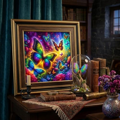 5D Rainbow Butterfly Diamond Art kits for Adults Beginners 13.8x13.8 Inch - color: KM1197-1