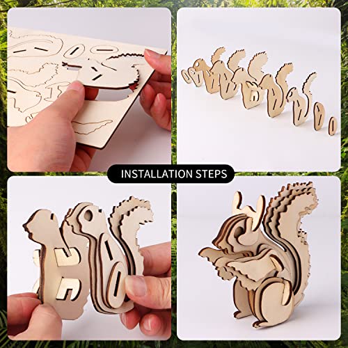 calary 3D Wooden Puzzle Simulation Animal Dinosaur Assembly DIY Model Toy for Kids and Adults,Set of 6 - style: C-Animals Assembly