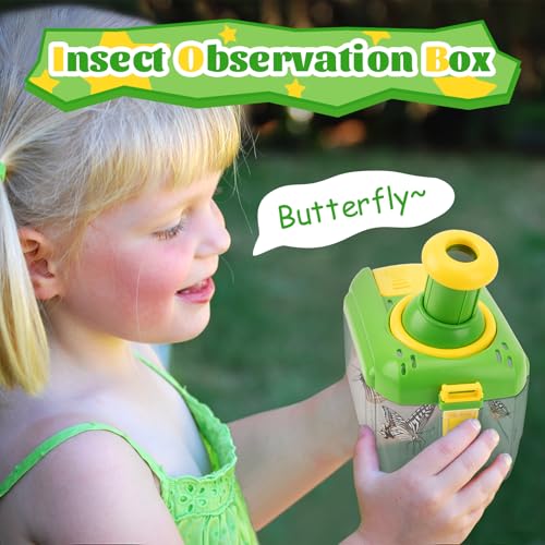 Bug Catching Kit for Kids 3-5: 17 PCS Bug Catcher Kit with Magnifying Glass - color: Green