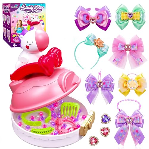 Kiditos DIY Ribbon Bow Maker Kit for Girls Ages 5+, Hair Accessory Set