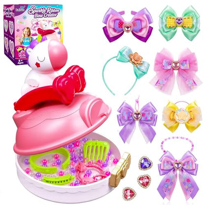 Kiditos DIY Ribbon Bow Maker Kit for Girls Ages 5+, Hair Accessory Set