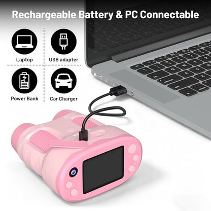 Handheld Digital Microscope for Kids 2.0"IPS Science Toy Age 4-12 - color: Pink